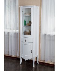 Шкаф-пенал, петли слева, цвет белый глянец, фурнитура состаренное серебро, La Beaute Nora