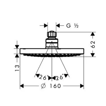 Верхний душ Hansgrohe Croma 100 27450000 (детальная фотография), хром