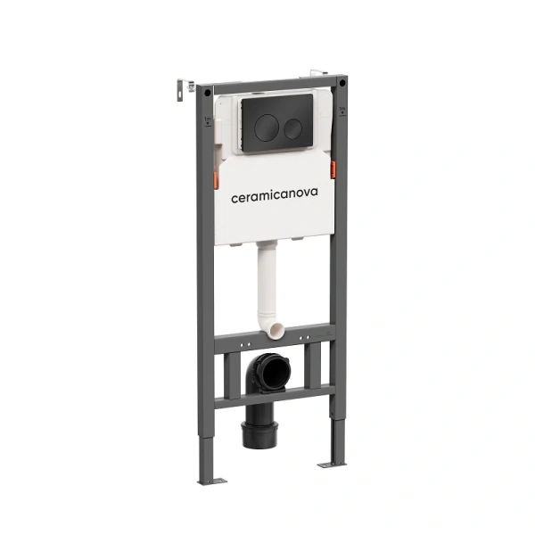 Инсталляция для унитаза Ceramica Nova Balance с черной клавишей CN121001MB (детальная фотография), слив эконом-стандарт под две клавиши