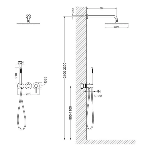 Душевой комплект Timo Saona черное золото SX-2349/18SM (детальная фотография), комплекты