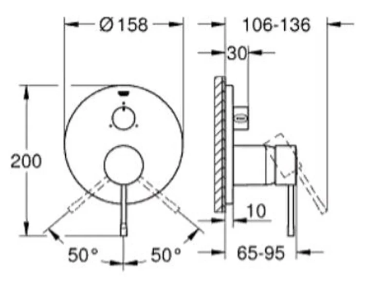 Смеситель для ванны холодный рассвет глянец Grohe Essence New  24092GL1 (детальная фотография), для ванны