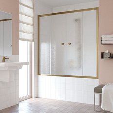 Душевая шторка на ванную профиль бронза стекло шиншилла Vegas-glass