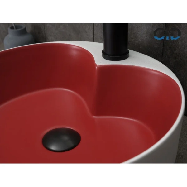 Раковина GID Esfera N9013LS 40 см красная/белый графит 52237 (детальная фотография), 40 см
