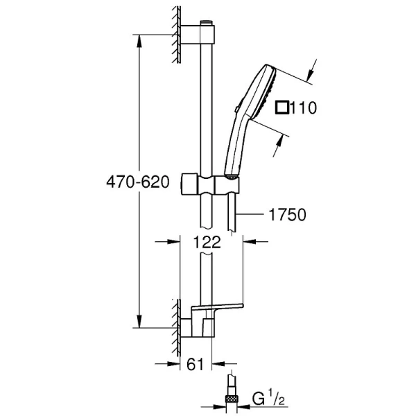 Душевой гарнитур Grohe Tempesta хром 27576003 (детальная фотография), душевые гарнитуры
