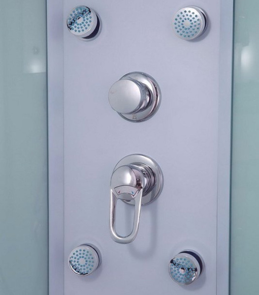 Душевая кабина Timo Eco 80х80 см сенсорное управление TE-0780 (детальная фотография), угловые, недорогие, для дачи, с гидромассажем, c тропическим душем, с вентиляцией, с крышей, с сиденьем, с радио, маленькие