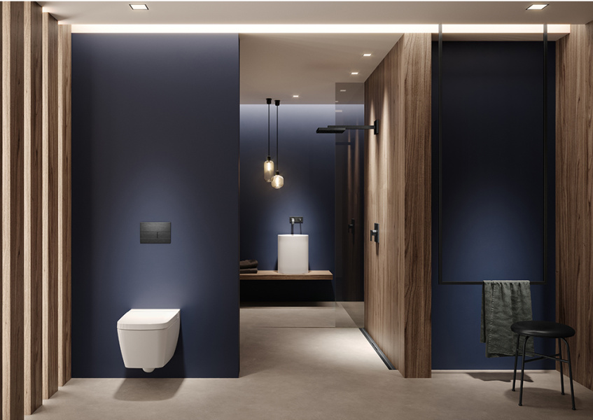 Клавиша смыва Tece TECEsquare сатин, черный хром 9240836 (детальная фотография), слив эконом-стандарт с двумя клавишами