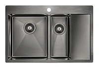Мойка для кухни Paulmark Liga 78 см вороненая сталь, правосторонняя