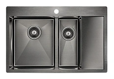 Мойка для кухни Paulmark Liga 78 см вороненая сталь, правосторонняя