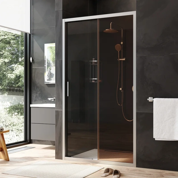 Душевая дверь в нишу AM.PM Gem Solo 110 см профиль хром стекло бронза W90G-110-1-195MBr (детальная фотография)