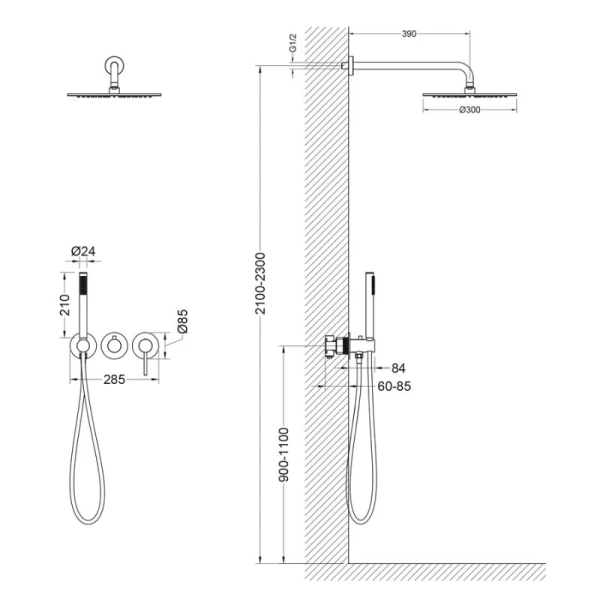 Душевой комплект Timo Saona хром SX-2349/00SM (детальная фотография), комплекты