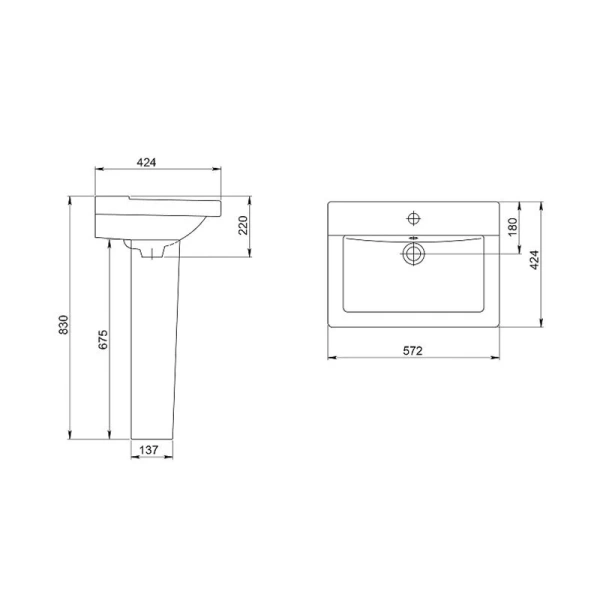 Раковина Santeri Орион 57 см белая 131108S0011B0 (детальная фотография), современные, hi-tech