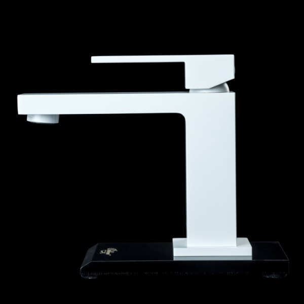 Смеситель для раковины Boheme Qubic белый матовый 471-MW (детальная фотография), для раковины