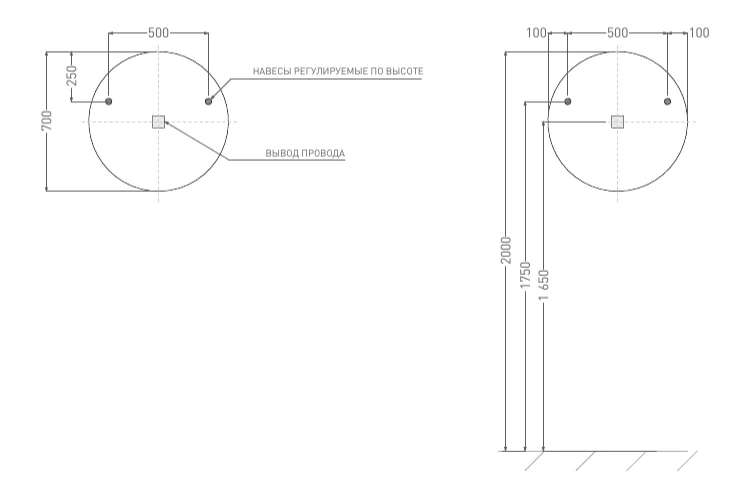 Зеркало с подсветкой Salini Ombra 70 см сенсорное управление 27M0370BH (детальная фотография), по запросу
