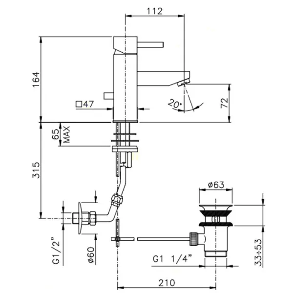 Схема (детальная фотография), для раковины