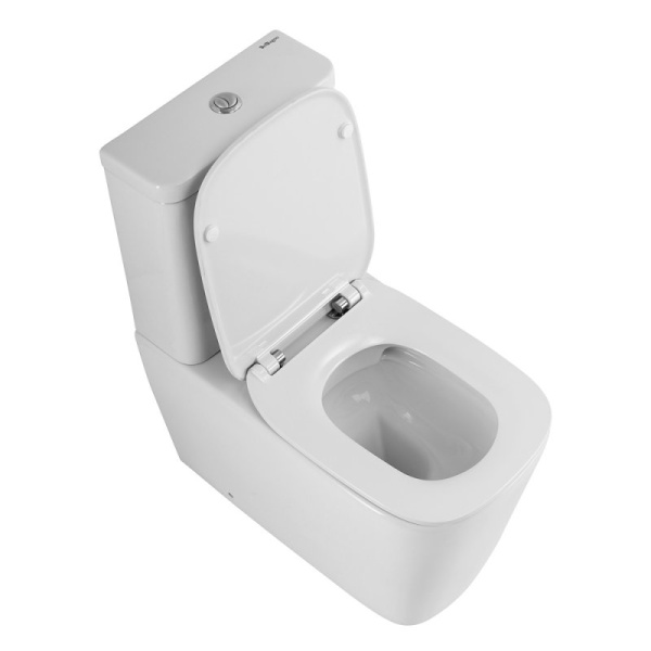 Унитаз компакт BelBagno Albano BB120CPR безободковый (детальная фотография), с горизонтальным, прямым выпуском, с прямым выпуском