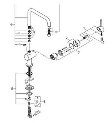 Смеситель для кухни Grohe Minta 32488 (детальная фотография), современные, hi-tech