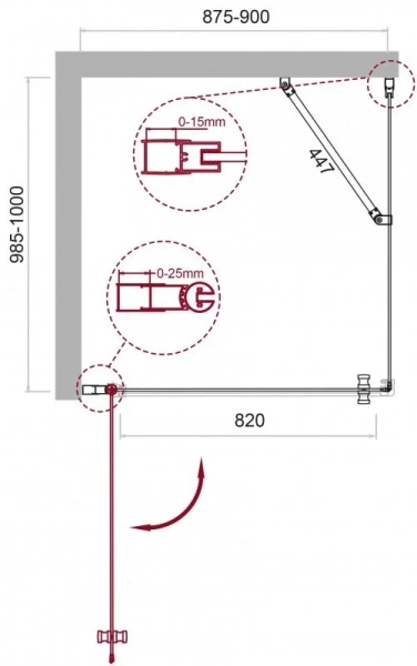 Душевой уголок BelBagno Etna 100х90 см с прозрачным стеклом ETNA-AH-1-90/100-C-Cr (детальная фотография), прямоугольные