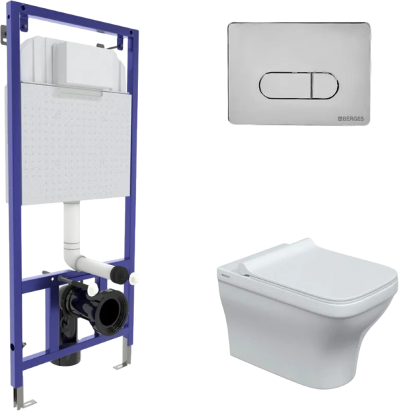 Унитаз с инсталляцией BERGES кнопка D3 042450 (детальная фотография)