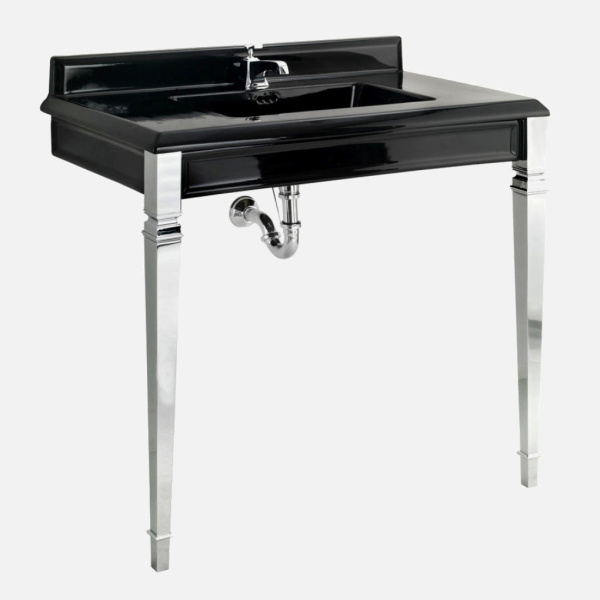 Консоль со столешницей, смеситель на 1 отверстие, цвет чёрный, ножки металлические, цвет никель, Devon&Devon Premiere DEPREMIERENE(1)FGNK (детальная фотография)