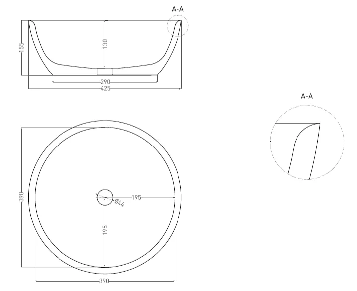 Раковина Salini Alda 02 42 см без донного клапана 1102110G (детальная фотография), современные, hi-tech
