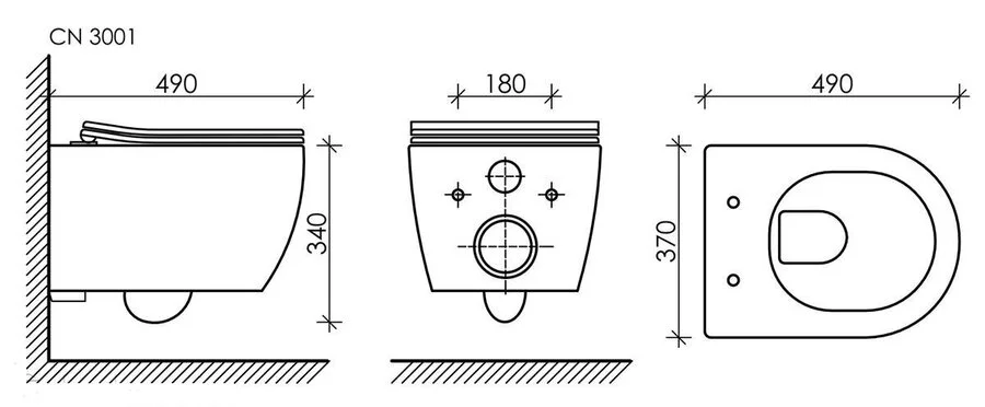 Унитаз с инсталляцией Ceramica Nova Play кнопка черная матовая CN3001_121001MB (детальная фотография), в наличии