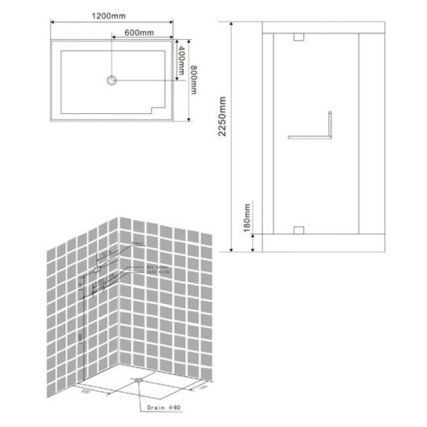 Душевая кабина Wasserfalle W9801-L W-9801 L (детальная фотография), по запросу