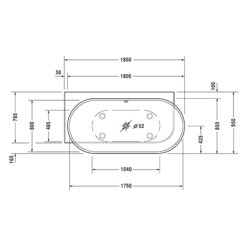 Ванна из искусственного камня Duravit Luv 185x95 см белая 700431000000000 (детальная фотография), без гидромассажа, большие