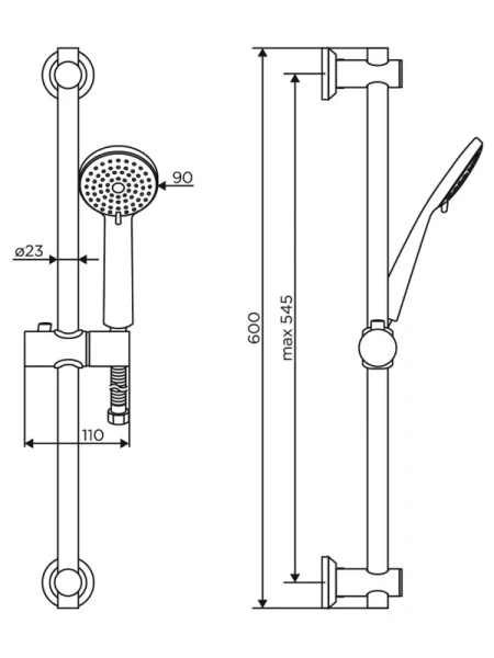 Душевой гарнитур Dorff Logic хром D0103000SS (детальная фотография), душевые гарнитуры