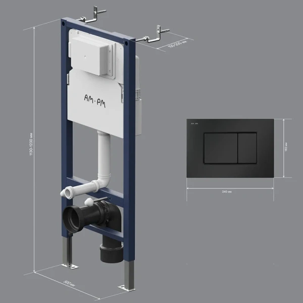 Инсталляция для унитаза Am.Pm PrimeFit с черной клавишей I012709.0238 (детальная фотография), в наличии