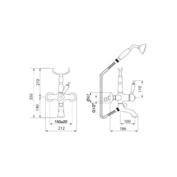 Смеситель для ванны Migliore Oxford бронза 19085 (детальная фотография), для ванны