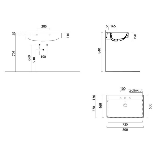 Раковина с переливом GSI Kube 8922 8922 1 11 (детальная фотография), по запросу