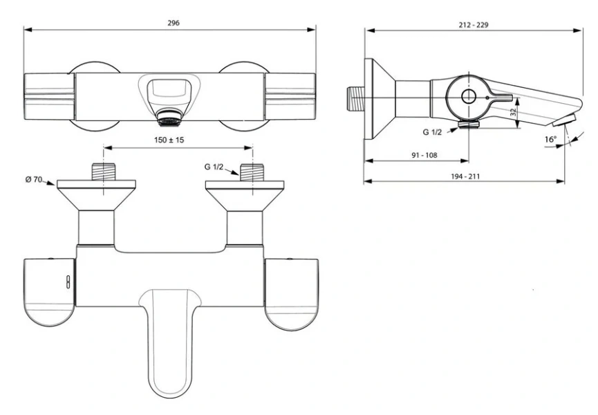 Смеситель для ванны Ideal Standard Ceraplus 2 термостатический A6873AA (детальная фотография), для ванны