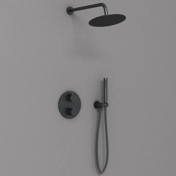 Душевой комплект Vincea термостатический, черный VSFW-101TMB (детальная фотография), современные, hi-tech