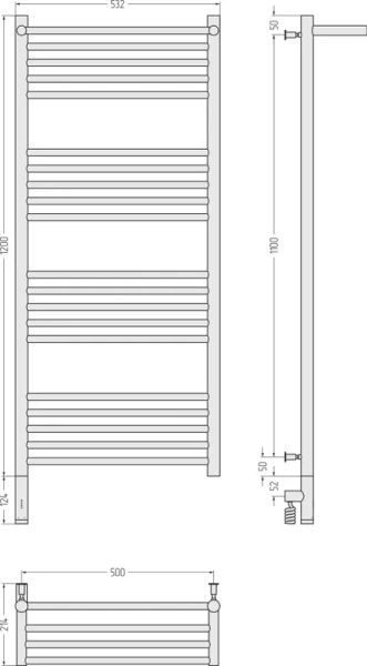 Полотенцесушитель электрический Сунержа Богема 3.0 50х120 см левый темный титан муар 15-5806-1250 (детальная фотография), лесенка, вертикальные