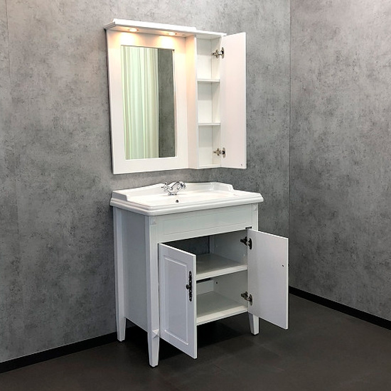 Тумба с раковиной напольная Comforty Палермо 80 см с дверцами (детальная фотография), в наличии, нет в наличии