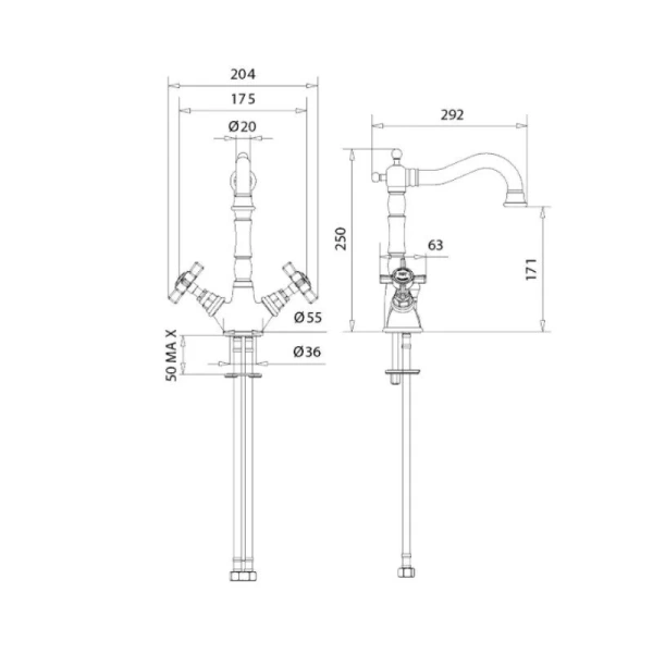 Смеситель для кухни Migliore Princeton 182 с защитой от обратного потока (детальная фотография), для кухни
