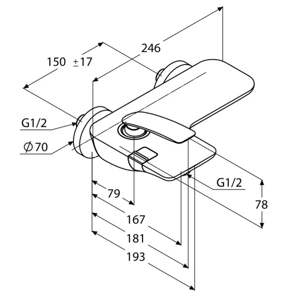 Смеситель для ванны Kludi Balance 52445 однорычажный (детальная фотография), для ванны