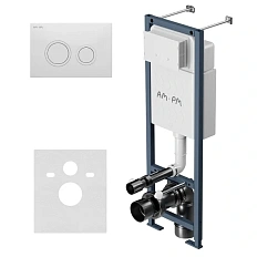 Инсталляция для унитаза Am.Pm ErgoFit клавиша белая глянцевая, кнопки круглые