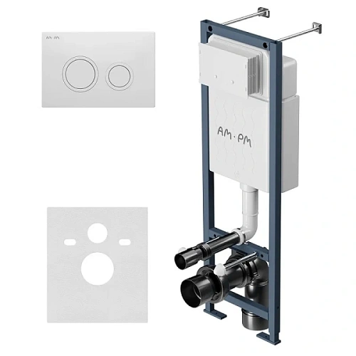 Инсталляция для унитаза Am.Pm ErgoFit клавиша белая глянцевая, кнопки круглые - фото 5