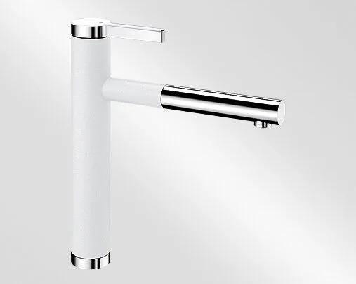 Смеситель для кухни белый Blanco Linee-S 518441 (детальная фотография), высокие, округлая форма