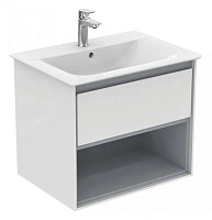 Тумба под раковину подвесная Ideal Standard Connect Air 60 см белый глянцевый, светло-серый матовый