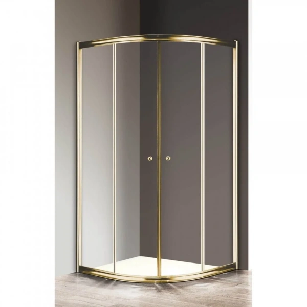 Душевой уголок Cezares Giubileo 100х100 см стекло прозрачное профиль золото GIUBILEO-R-2-100-SCORREVOLE-C-G (детальная фотография), современные, hi-tech