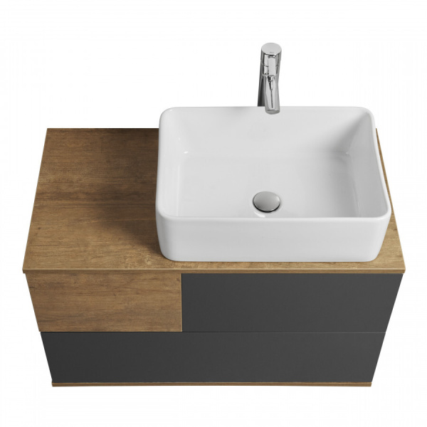 Тумба под раковину подвесная Акватон Терра 85 см дуб кантри/антрацит 1A247201TEKA0 (детальная фотография), современная, hi-tech, лофт