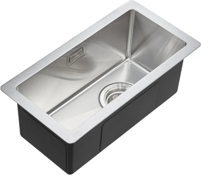 Мойка для кухни Paulmark Klein PM202344 23 см прямоугольная (детальная фотография), из нержавеющей стали, стальные, металлические