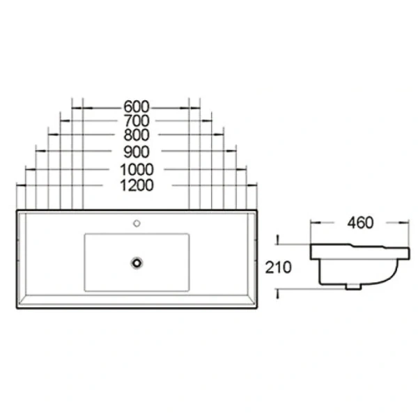 Раковина SantiLine 70 см прямоугольная SL-2112(70) (детальная фотография), современные, hi-tech