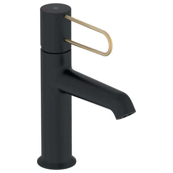 Смеситель для раковины Jacob Delafon Odeon Rive Gauche черный ручка золото E21028-GLD-BL (детальная фотография)