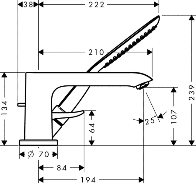 Смеситель для ванны Hansgrohe Metris хром 31190000 (детальная фотография), для ванны