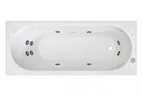 Гидромассажная ванна Радомир Вальс 1-80-2-0-0-337, 170 х 75 см, рама-подставка, фронтальная панель, слив-перелив, гидромассаж Релакс хром КУ 100, датчик уровня воды, массаж спины, ступней, боковых поверхностей, белая