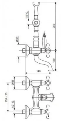 Смеситель для ванны, золото, Emmevi Deco Ceramic 121611OR (детальная фотография), для ванны