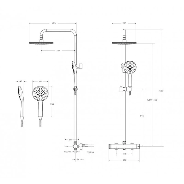 Душевая стойка Cezares Relax брашированное золото RELAX-CD-BORO (детальная фотография), современные, hi-tech